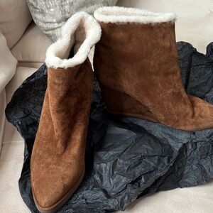 Tamara Mellon Brown Suede Wedge Boots never worn!!!!!